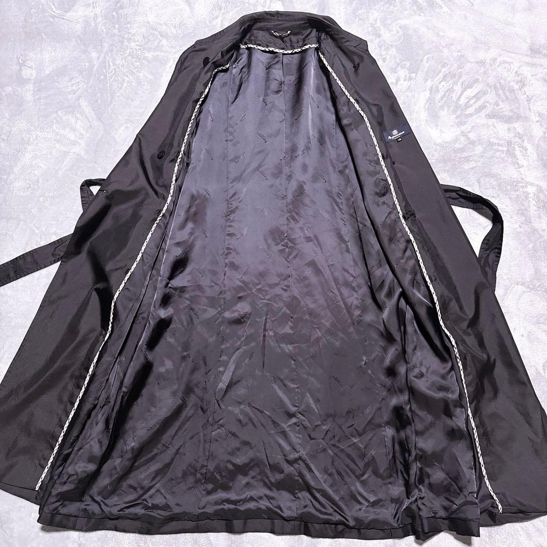 XL【未使用級】アクアスキュータム シルク100% ダウンライナー 裏地総柄 黒