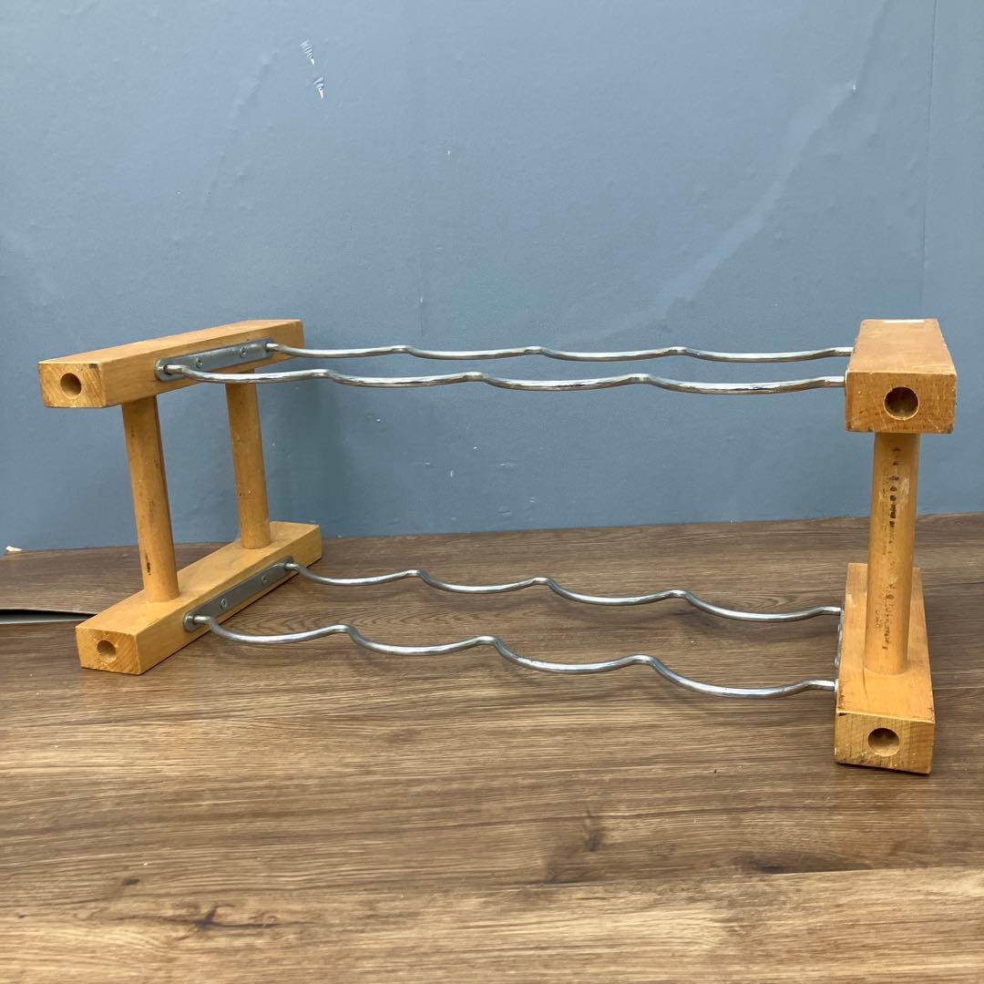 B-3 昭和レトロ 木製 ワインラック お酒ラック8本収納 2段 波型 スチール