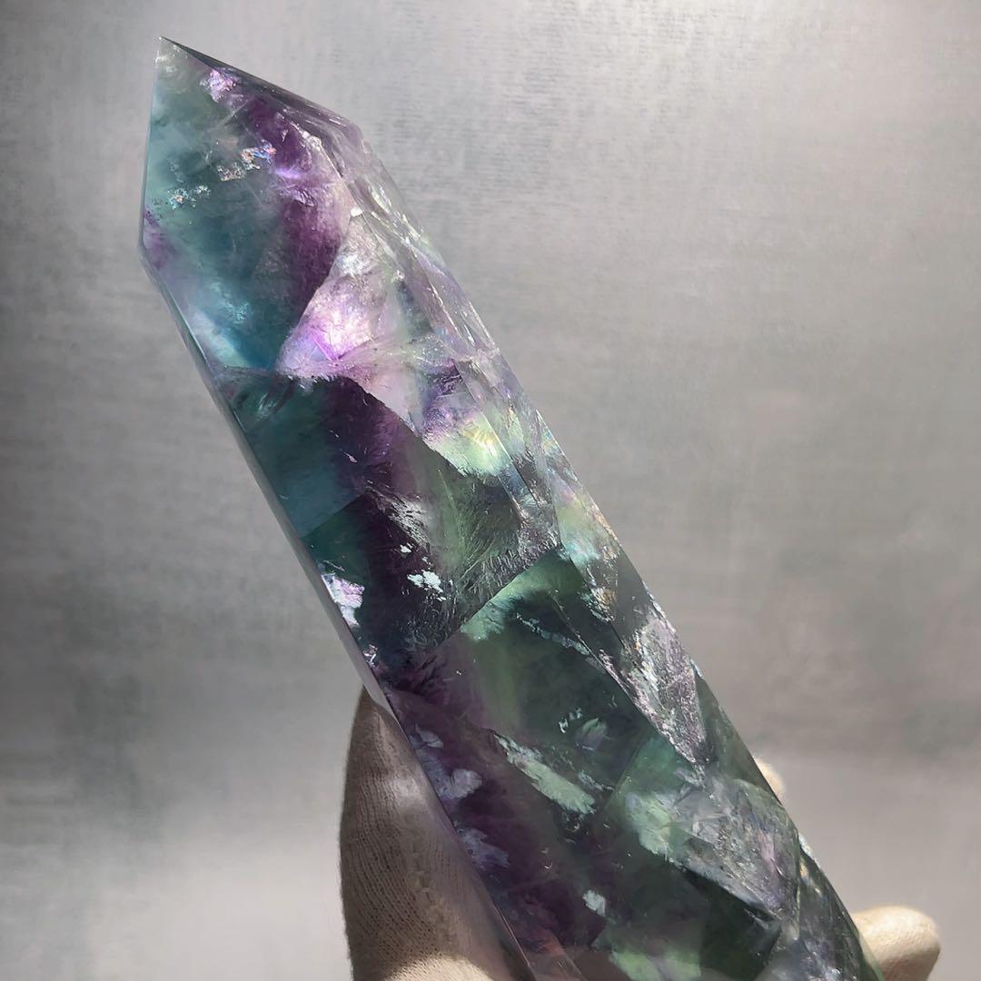 天然石 ブルーグリーンフローライトタワー ①