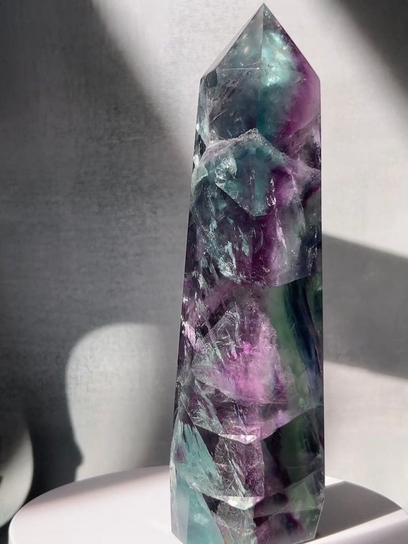 天然石 ブルーグリーンフローライトタワー ①