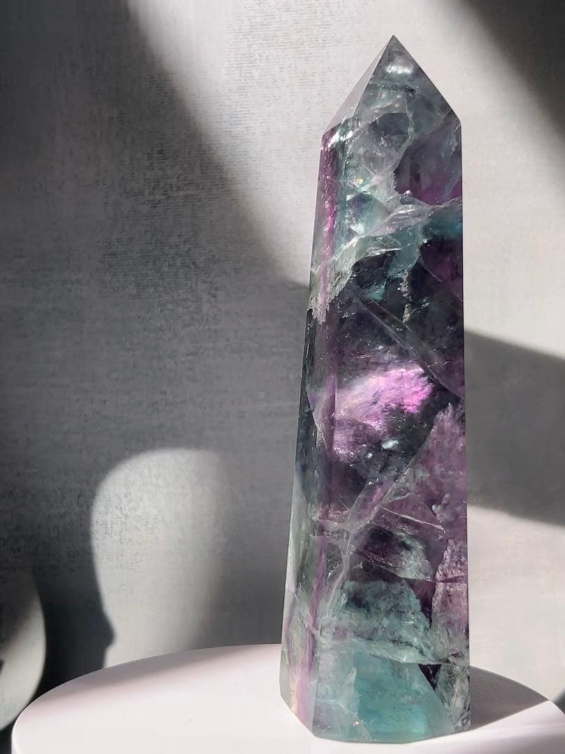 天然石 ブルーグリーンフローライトタワー ①