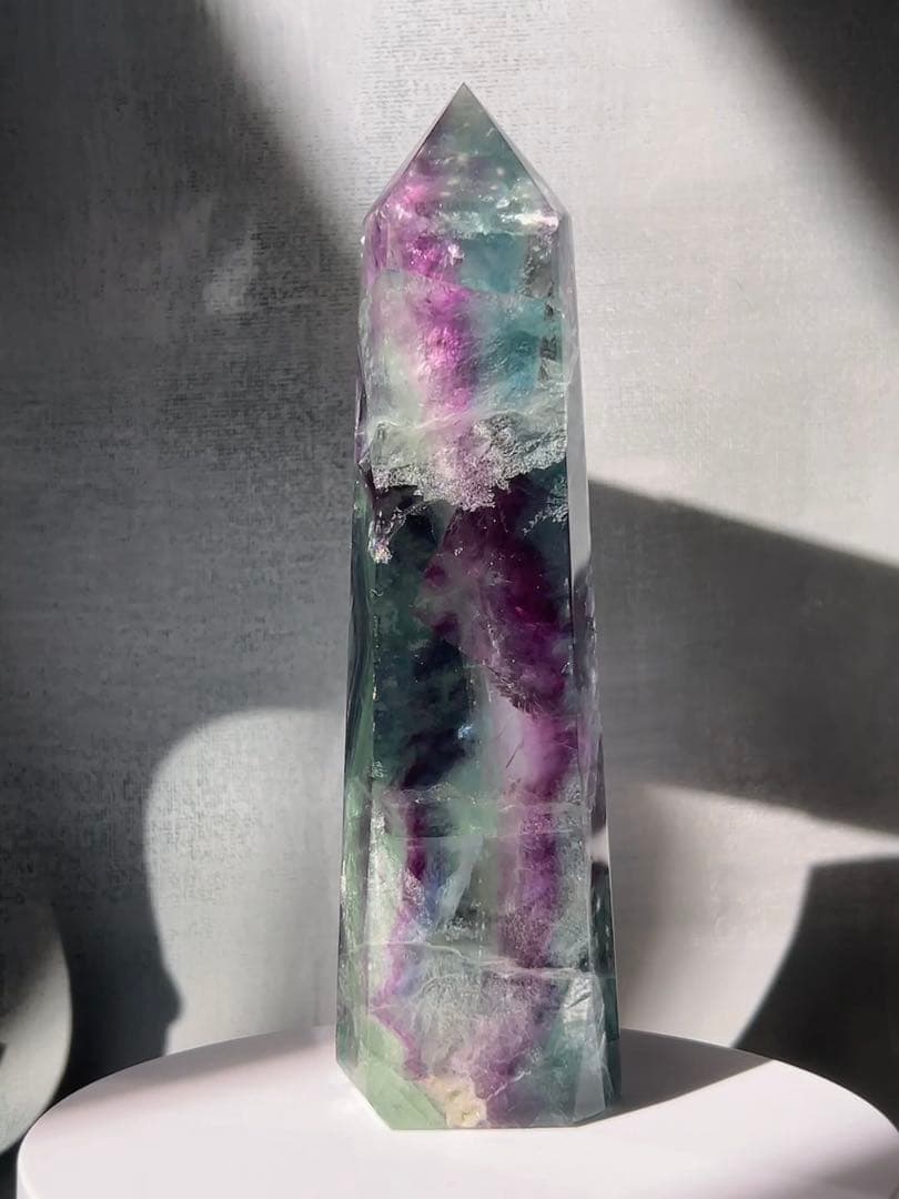 天然石 ブルーグリーンフローライトタワー ①