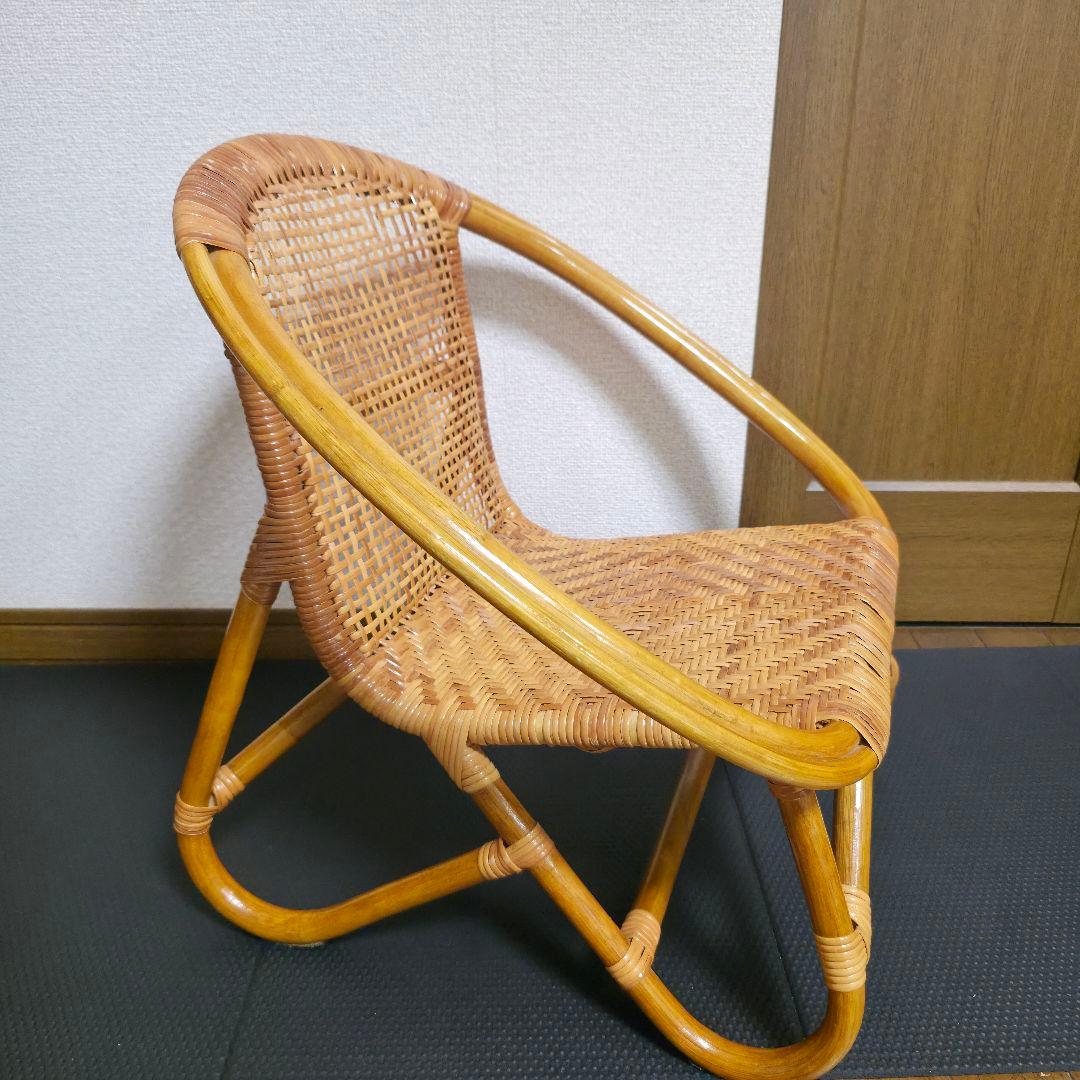 古家具　ナチュラル　天然素材　籐ラタンフレーム ラタンチェア 椅子 アームチェア