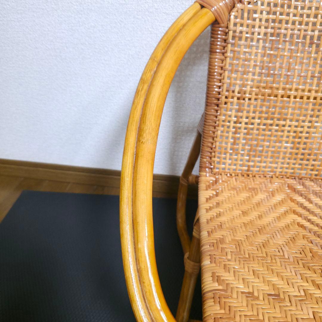 古家具　ナチュラル　天然素材　籐ラタンフレーム ラタンチェア 椅子 アームチェア