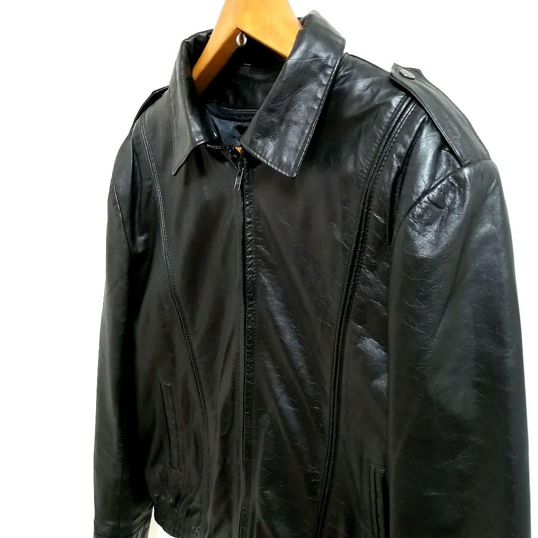 80s カウレザージャケット　ブルゾン　シングル　ライナー　ユーロ