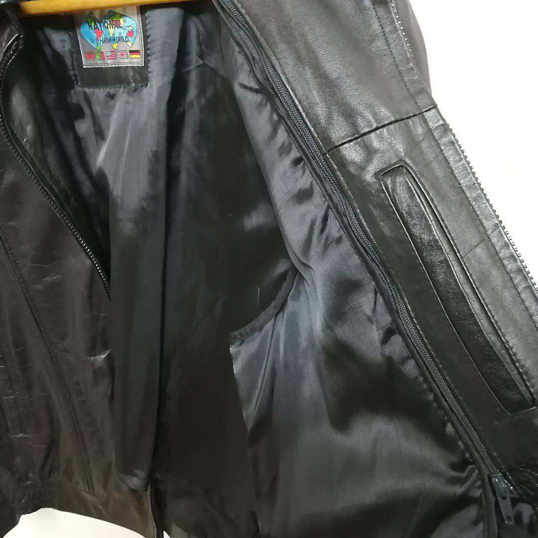 80s カウレザージャケット　ブルゾン　シングル　ライナー　ユーロ