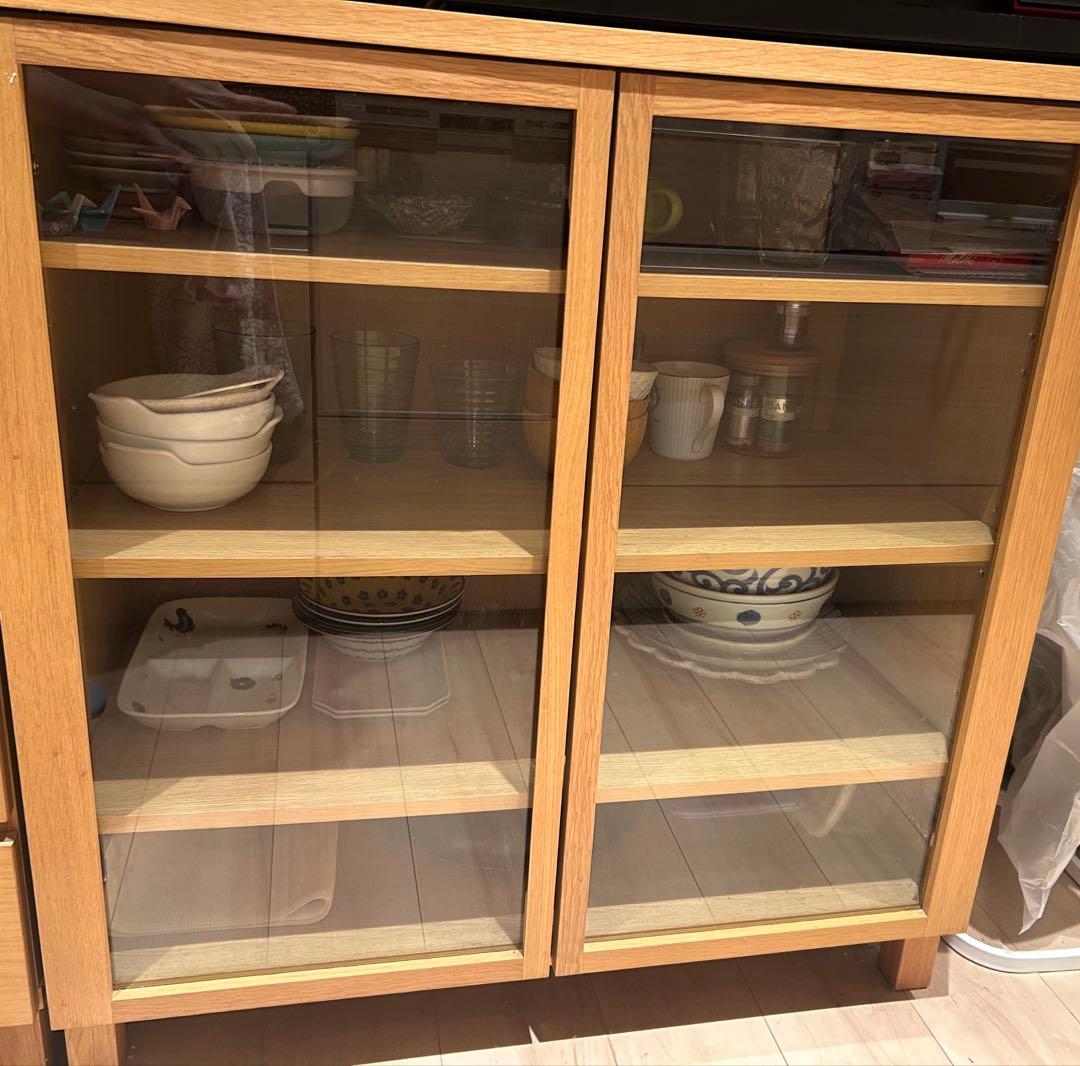 無印良品　木製キャビネット　ガラス