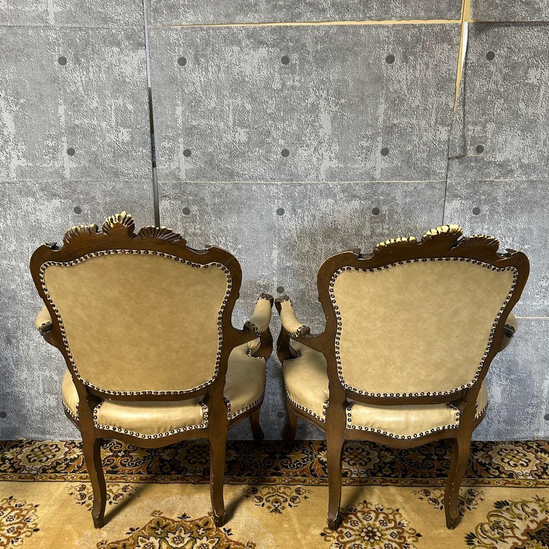 カナ5꧁クラシック家具꧂シンフォニーチェア サロン アーム 鋲打ち 猫脚