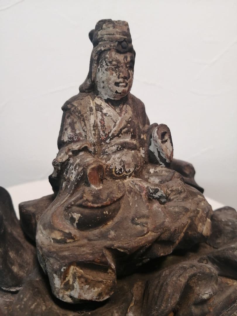 猪飼正徳 室町〜江戸初期 木彫 弁財天 仏像