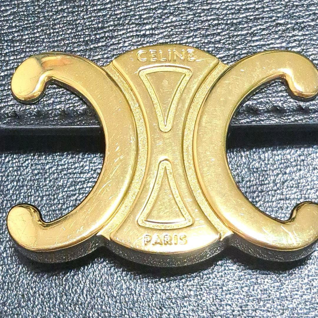 ✨新品同様　正規品✨セリーヌ　三つ折り　トリオンフ　シャイニーカーフレザー　黒