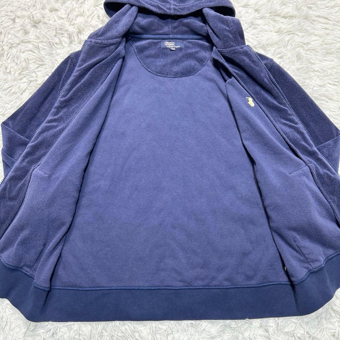 90s ポロバイラルフローレン ジップアップパーカー ネイビー メンズS相当
