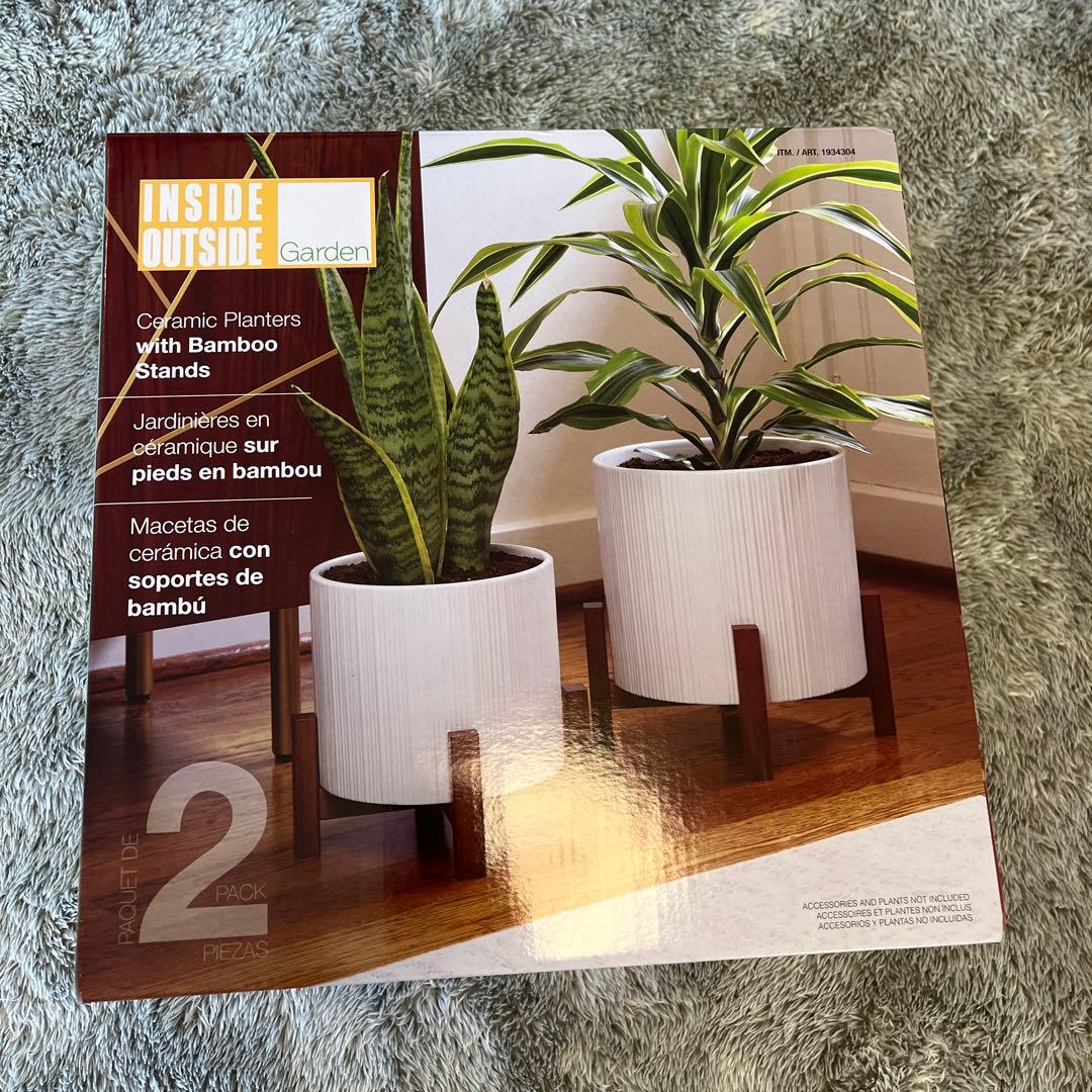 セラミックプランター バンブースタンド付き 2点セット｜新品・未使用 付き