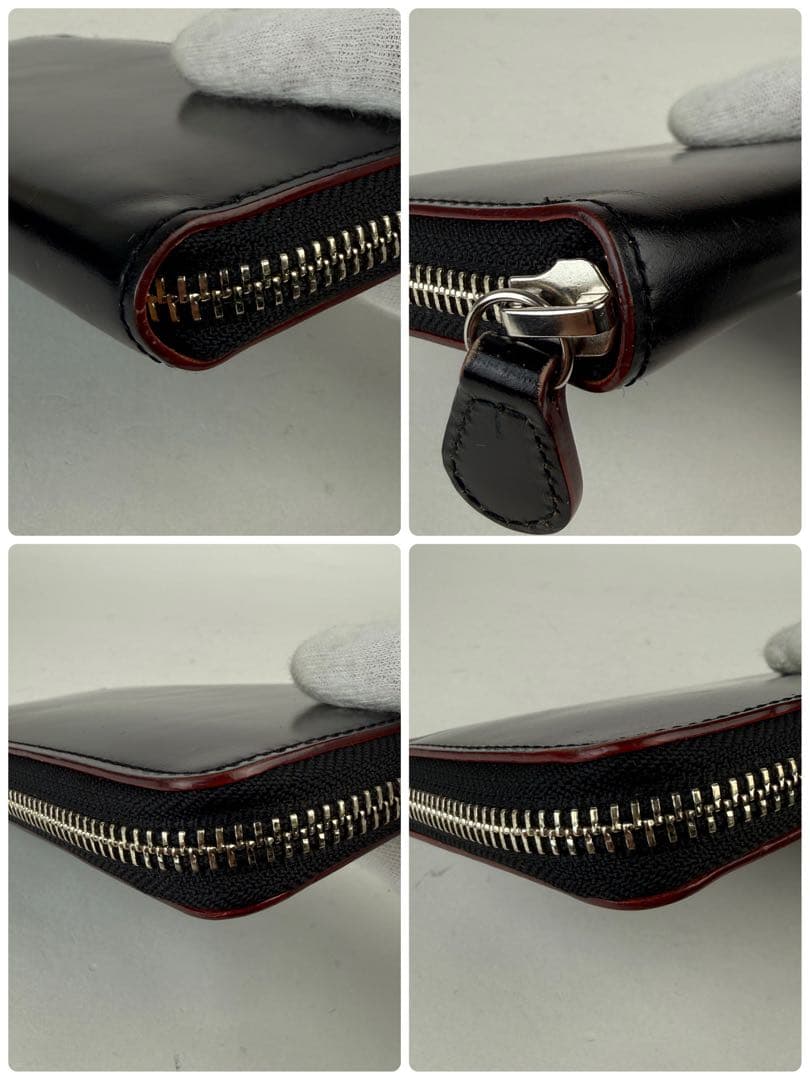 【美品】GANZO ガンゾ 長財布 ラウンドジップ コードバン レザー ブラック