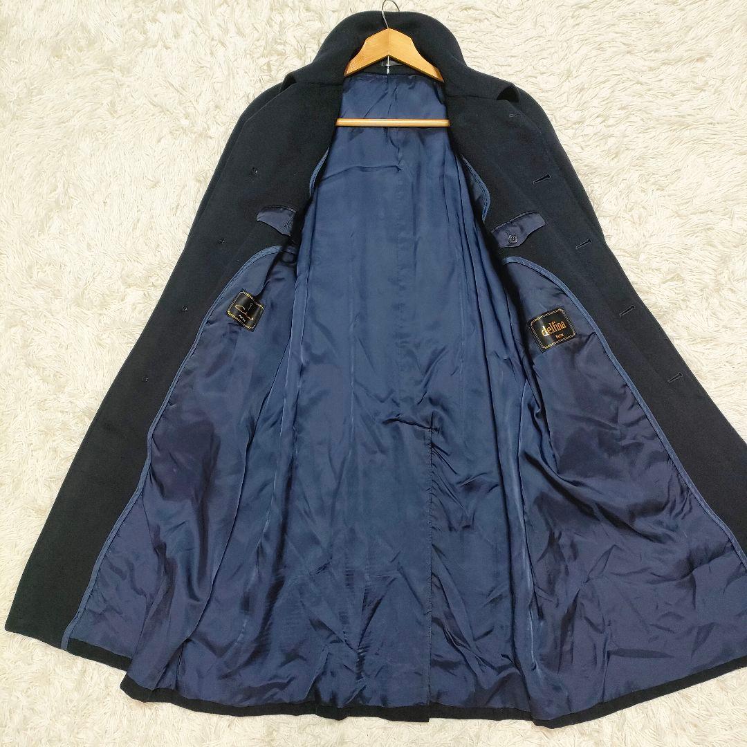 【カシミヤ100%】 delfina 伊勢丹　ステンカラーコート　紺　メンズ