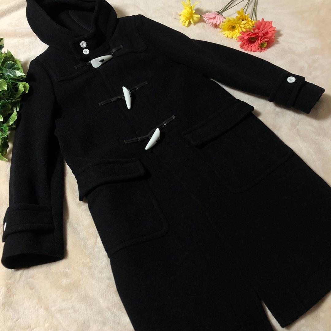 美品♡ HYKE ハイク　ダッフルコート　ロング　白トグル　ブラック　サイズ2