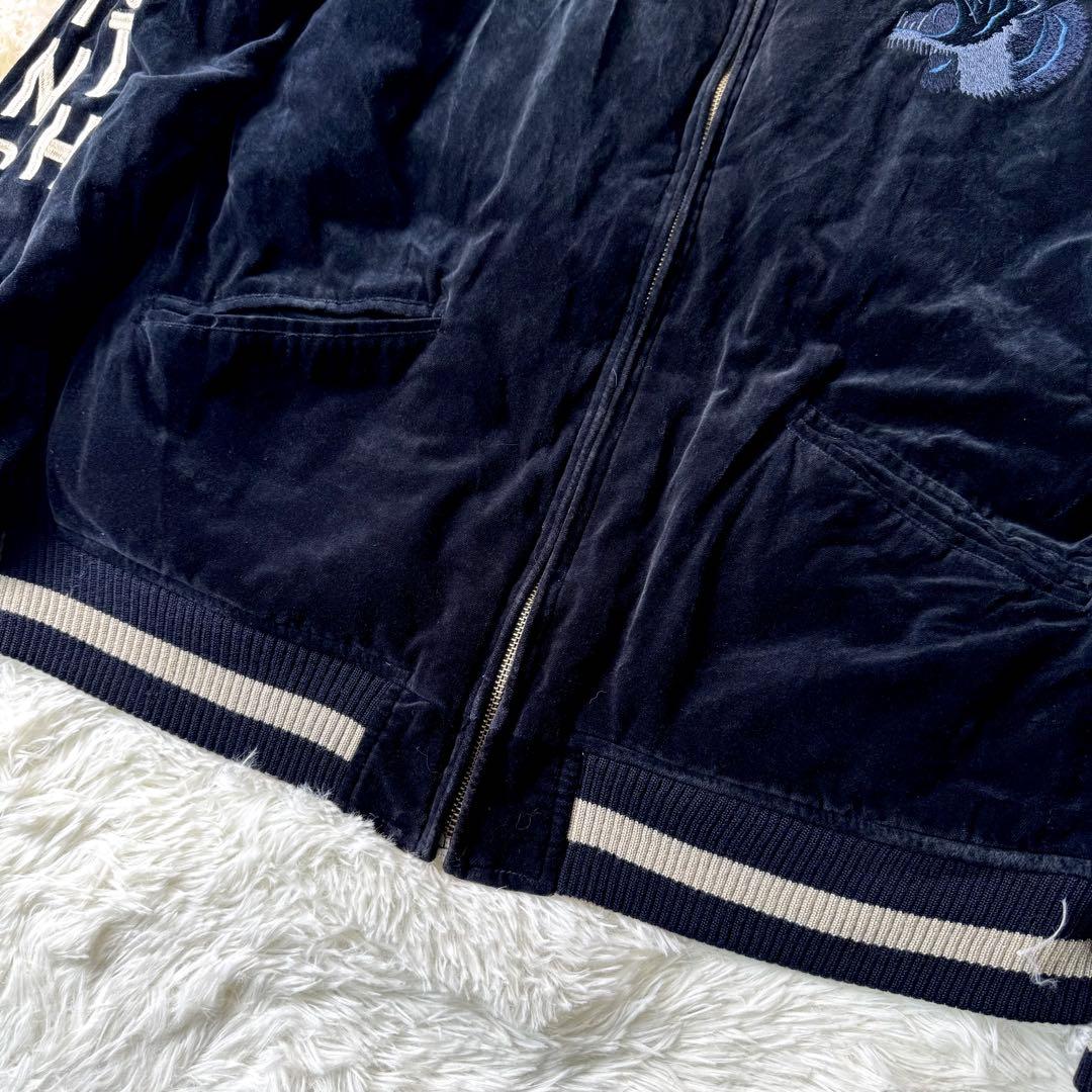 希少/XLサイズ✨AVIREX スカジャン　別珍　ベロア　キルティング　ワッペン