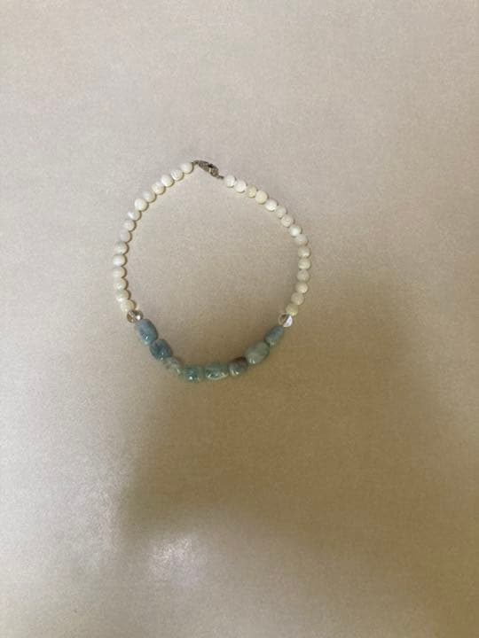 アクアマリン水晶ミルキークォーツネックレス　35cm