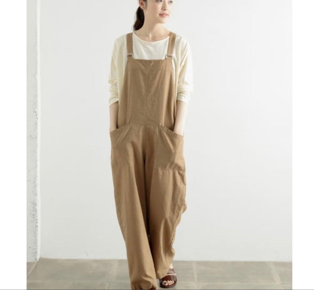 【かぐれ】コットンサロペット　ベージュ