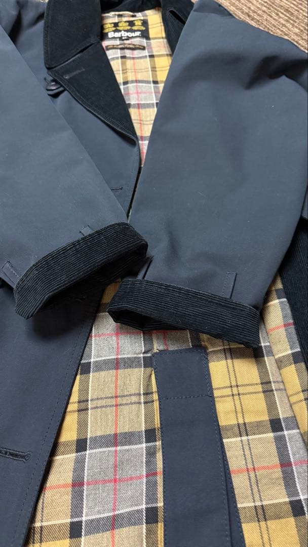 Barbour WHITLEYネイビー ダブル トレンチコート