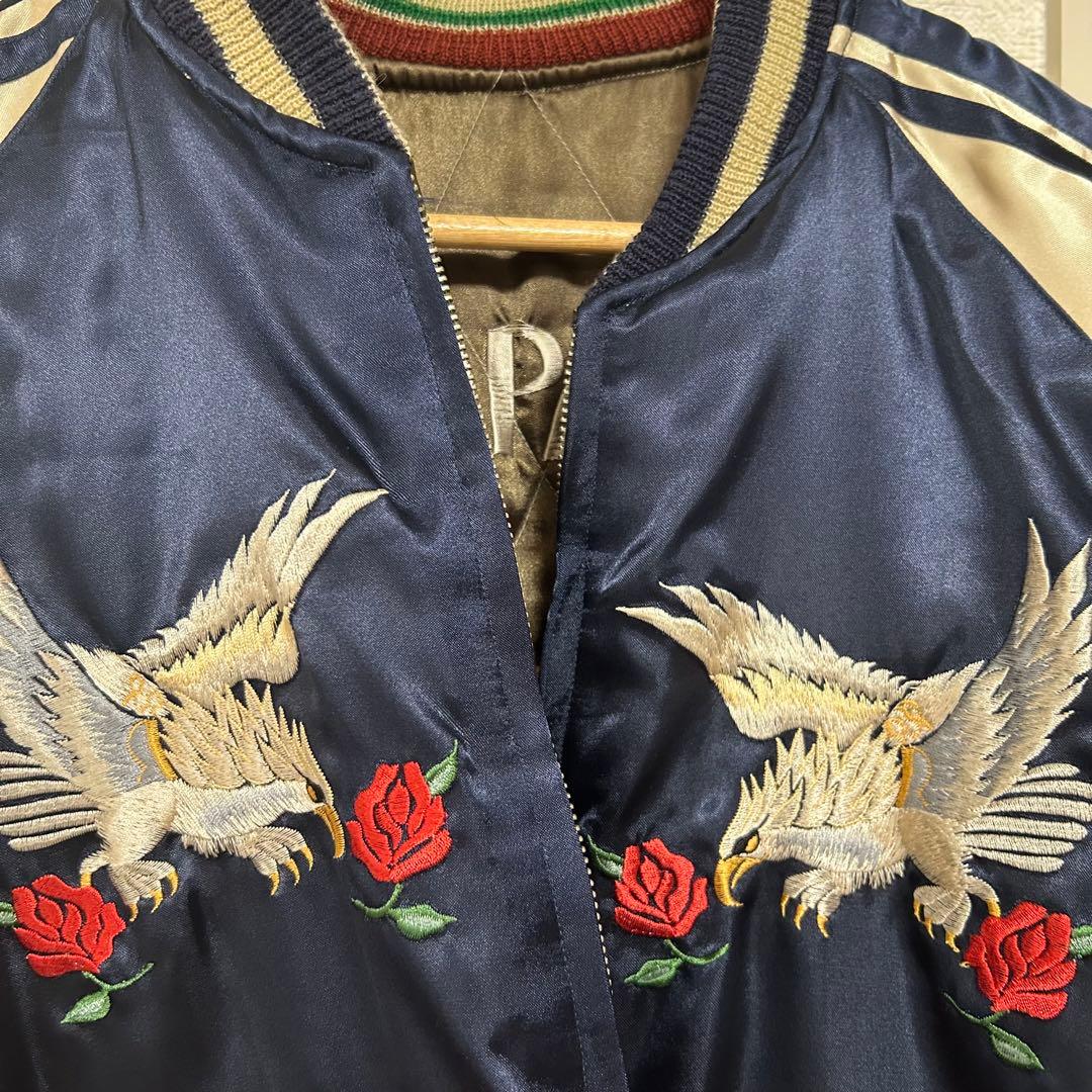 【美品】テーラー東洋　リバーシブルスカジャン キルティング 鷹虎 Mサイズ