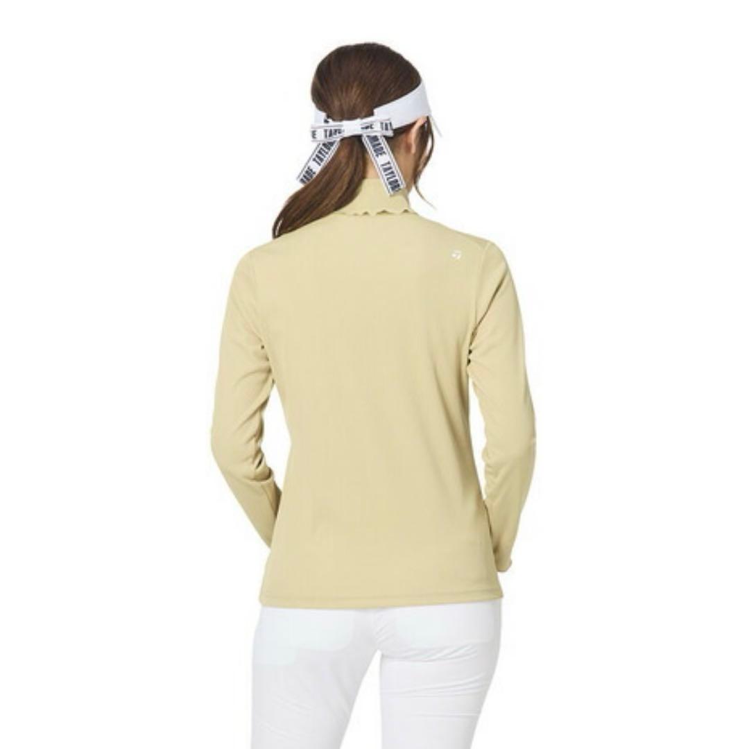 テーラーメイド　フリルハイネック長袖シャツ　クリームイエロー　M