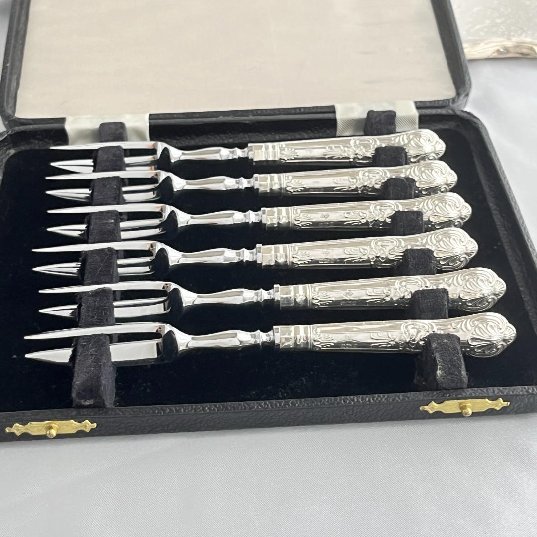 【Harrison Brothers】 【純銀ハンドル】ティーフォーク 6本