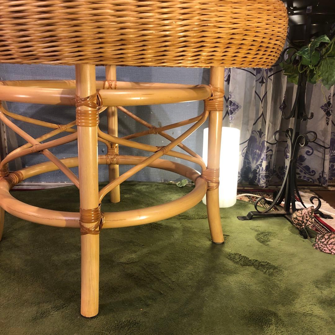 せいここちゃん　ナチュラル　籐ラタンフレーム サイドテーブル 丸テーブル