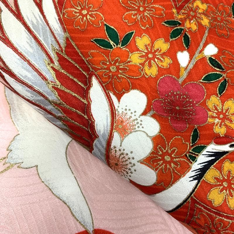 601ag34□七五三 三歳 女児 着物&総絞り被布&長襦袢 金彩 鶴□状態良好