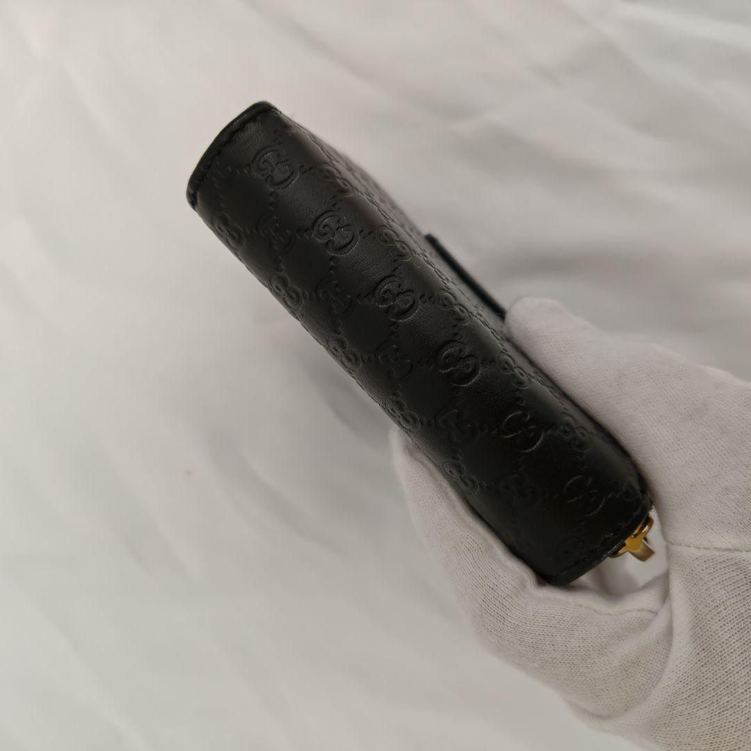 美品 　GUCCI　折財布　ブラック　マイクロシマ　ロゴ　フォック　ファスナー