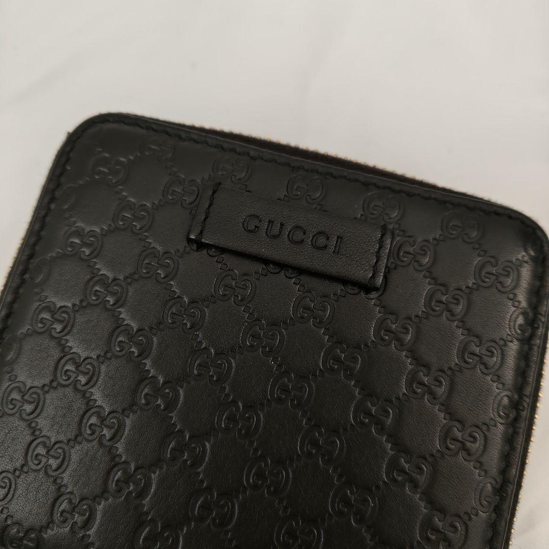 美品 　GUCCI　折財布　ブラック　マイクロシマ　ロゴ　フォック　ファスナー