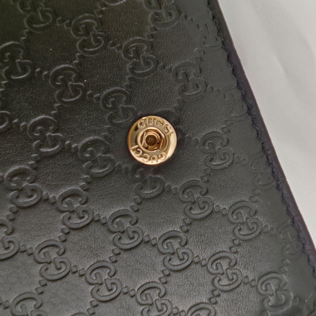 美品 　GUCCI　折財布　ブラック　マイクロシマ　ロゴ　フォック　ファスナー