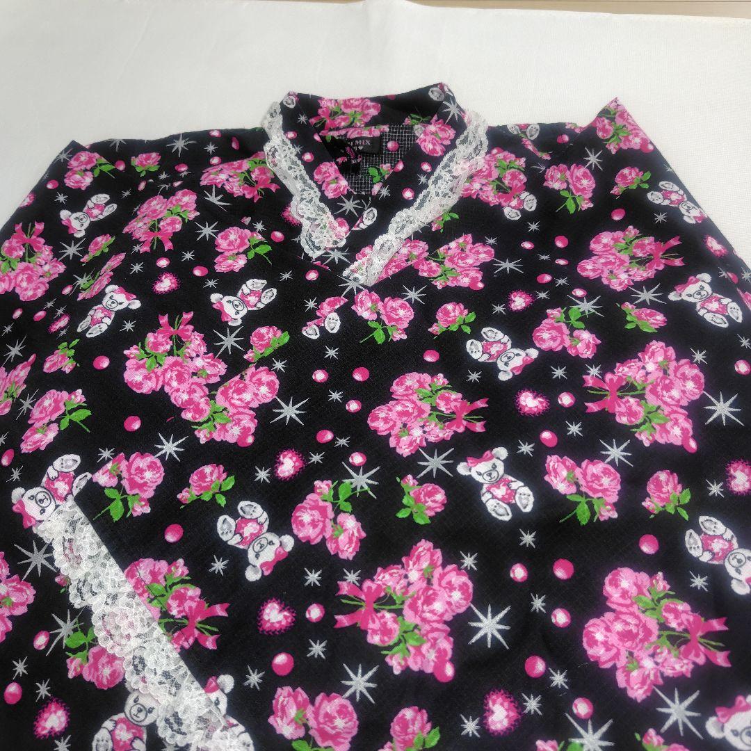 浴衣ドレス　薔薇柄　地雷系　平成姫ギャル　160cm和ロリY2K兵児帯セット売り