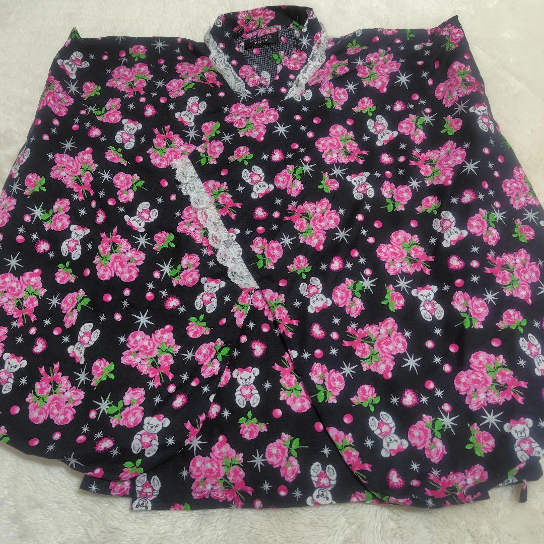 浴衣ドレス　薔薇柄　地雷系　平成姫ギャル　160cm和ロリY2K兵児帯セット売り