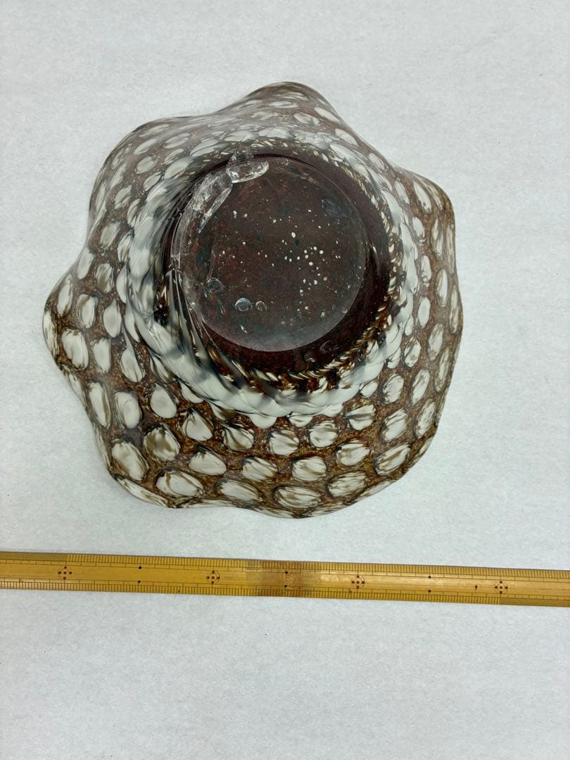 波状デザイン　ガラス花器 水盤