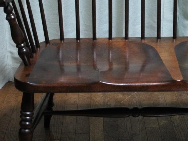 松本民芸家具 ミズメザクラ 楢 無垢材 513型 長ウィンザーチェアⅢ 3人掛け