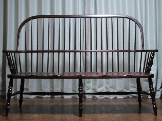 松本民芸家具 ミズメザクラ 楢 無垢材 513型 長ウィンザーチェアⅢ 3人掛け