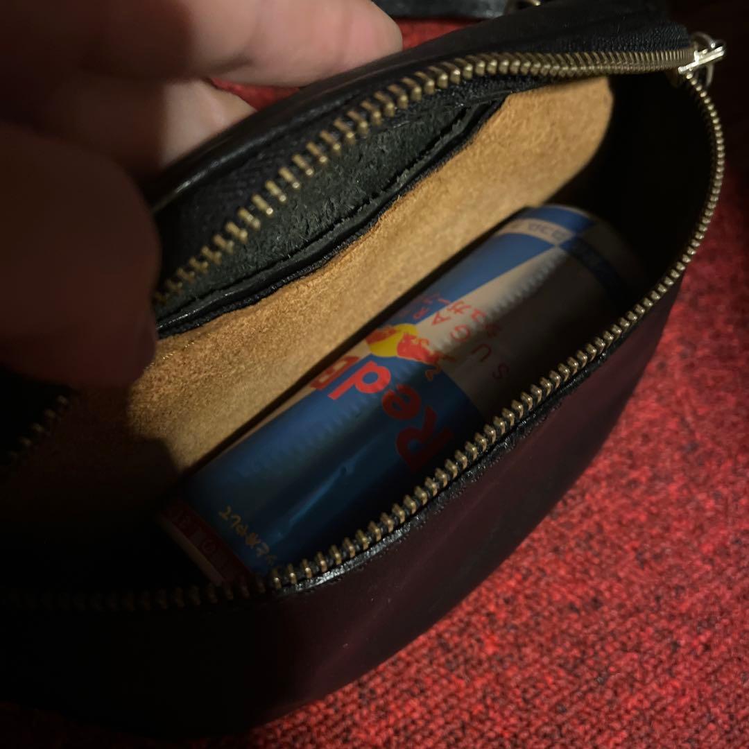 w*2様 ブラックレザー ボディバッグ　ウエストポーチ