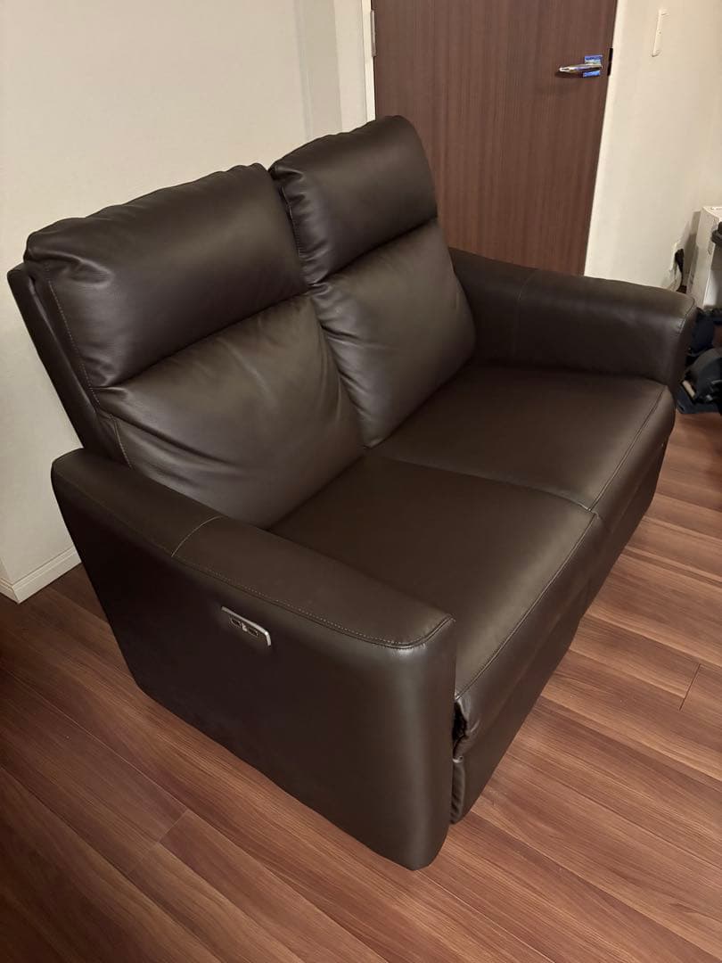 ニトリ　ソファ　電動リクライニング　ダークブラウン