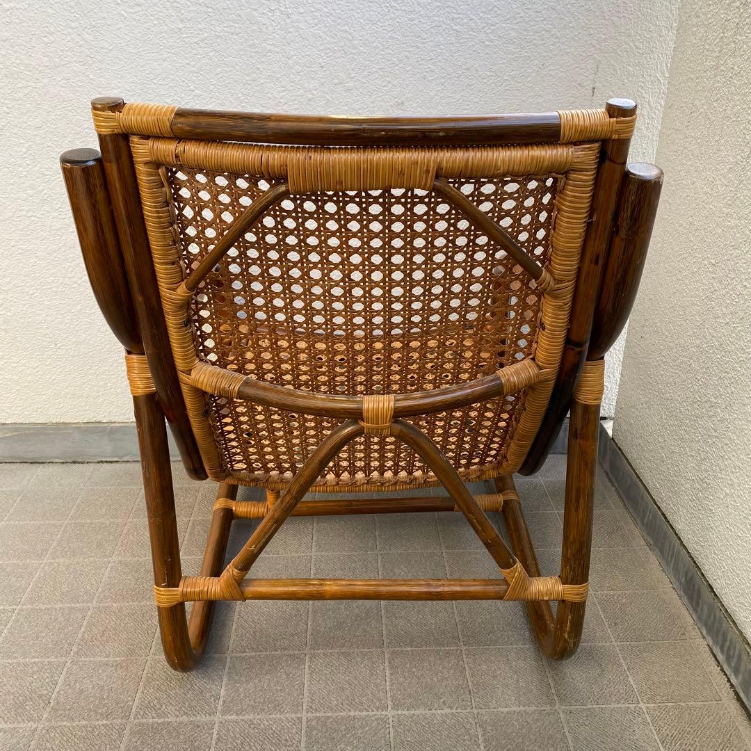 ヴィンテージ ラタン アームチェア 籐 ハイバックチェア