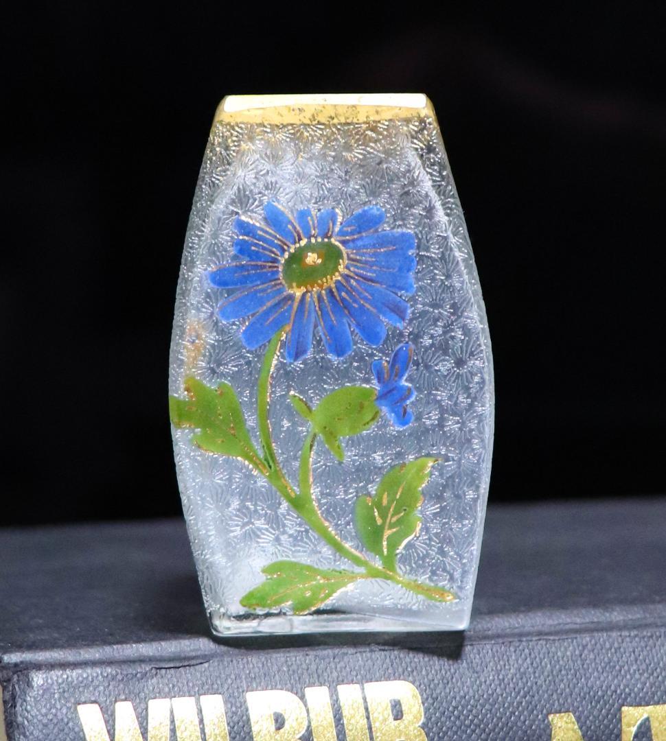 オールド・バカラ 最高級 1900年 金彩エナメルレア型ミニチュール 花柄 花瓶