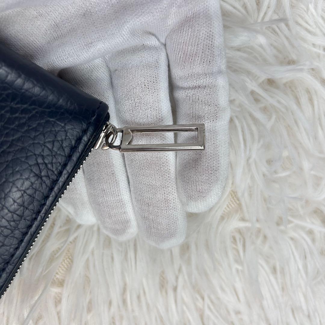 【現行美品】カミーユフォルネ 長財布 ラウンドジップ マリーン シュリンク シボ