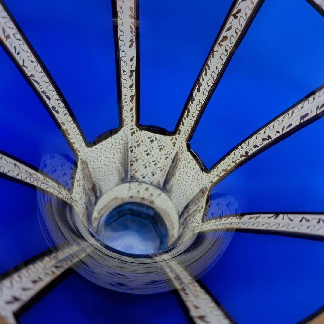 ボヘミアガラス ボヘミアングラス 金彩コバルトブルー フラワーベース 花瓶 花器