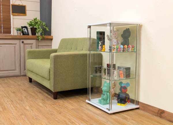 【オススメ！】ガラスコレクションケース　3段　BK/DBR/WH