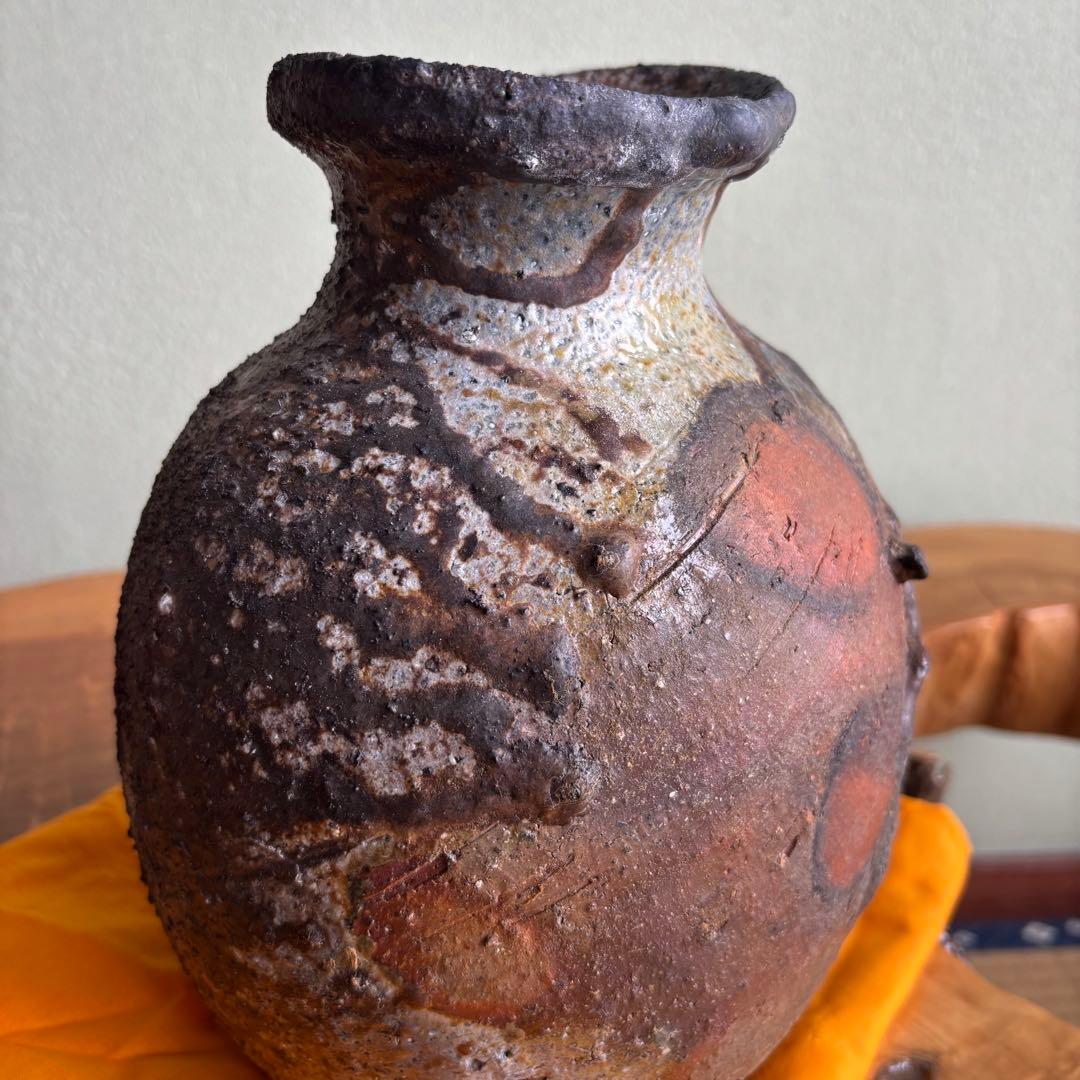 備前焼 太田富夫作 花瓶 花入れ 共箱 高さ24cm