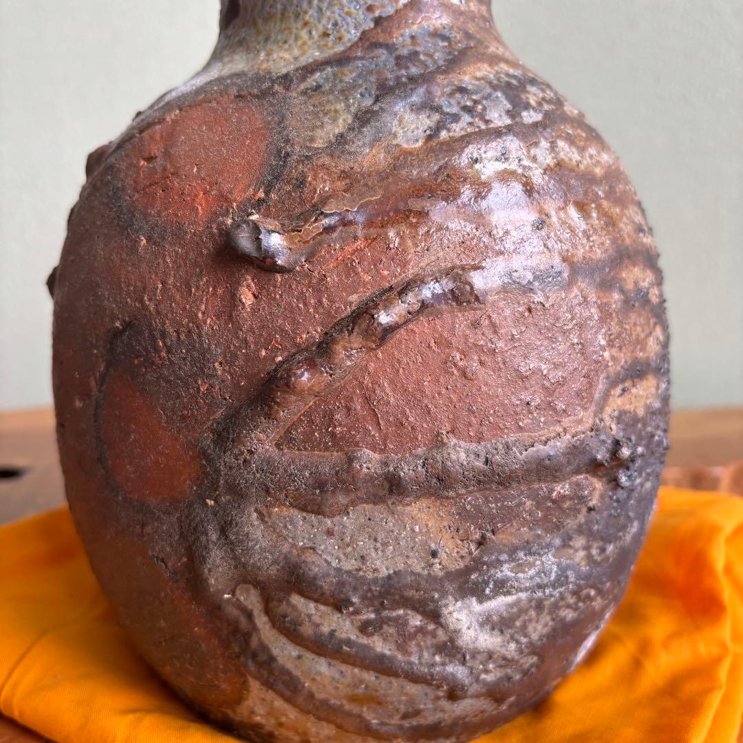 備前焼 太田富夫作 花瓶 花入れ 共箱 高さ24cm