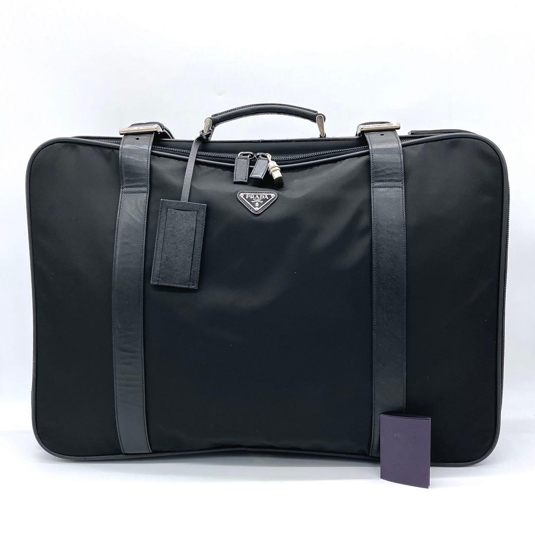 【PRADA】キャリーケース　旅行鞄　三角ロゴプレート　ナイロン　ブラック