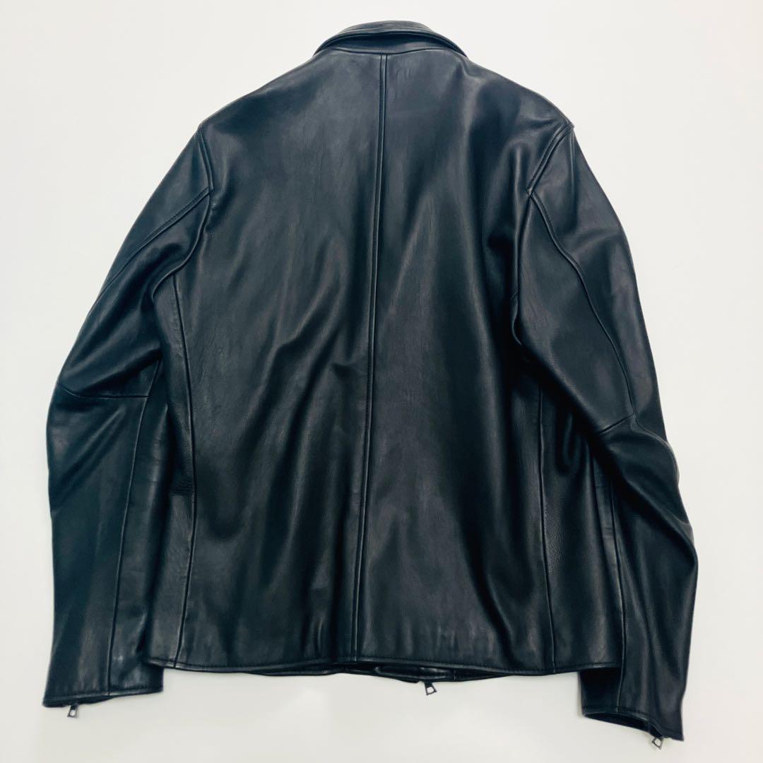 【希少サイズ】　ビームス　ダブルライダースジャケット　ラムレザー　本革　黒　L
