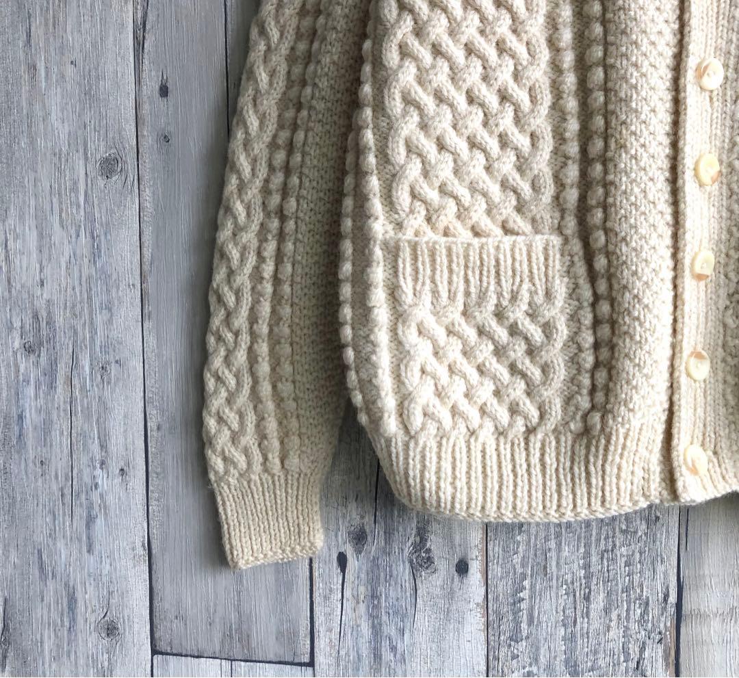 英国製　Craftcentre Cymru アランニット　カーディガン　厚手