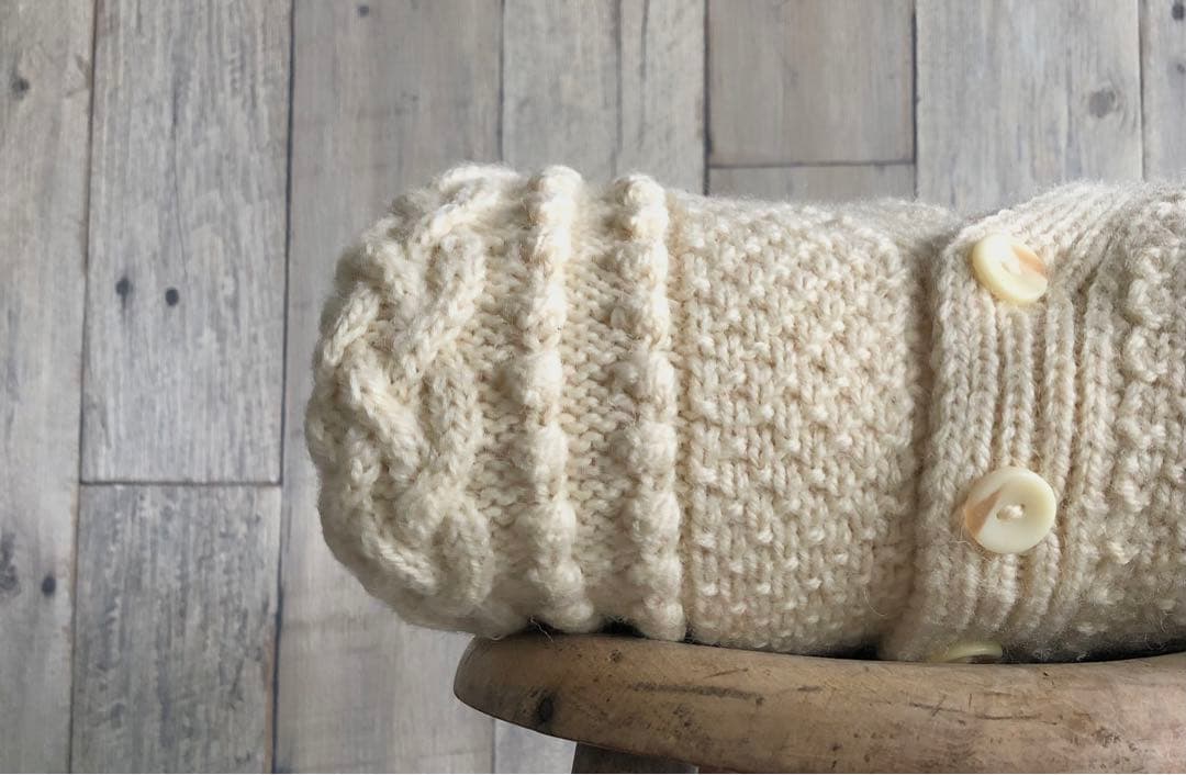 英国製　Craftcentre Cymru アランニット　カーディガン　厚手