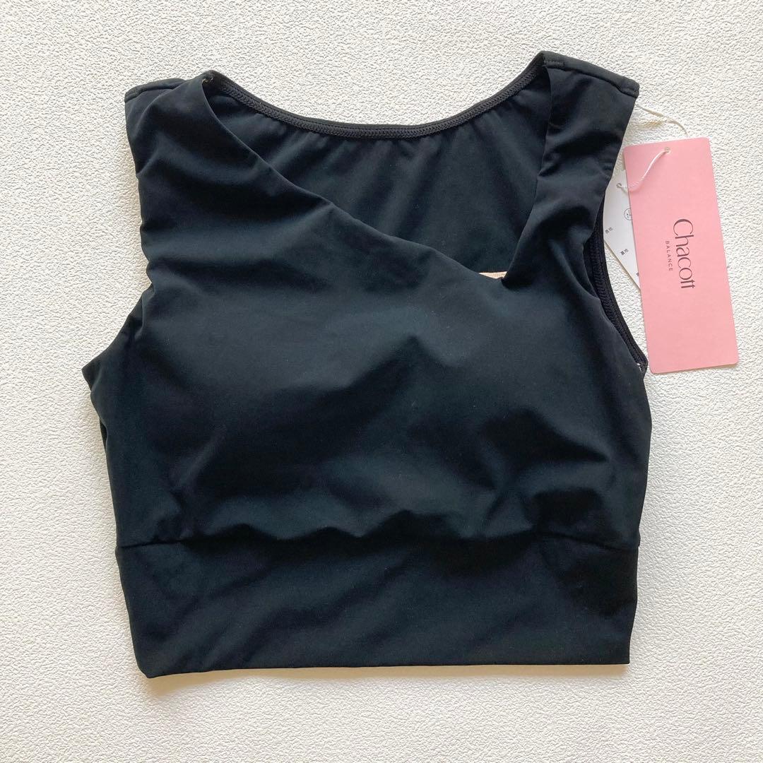 チャコット ハーフトップ S ヨガウェア カップ付き ブラトップ ダンス 黒